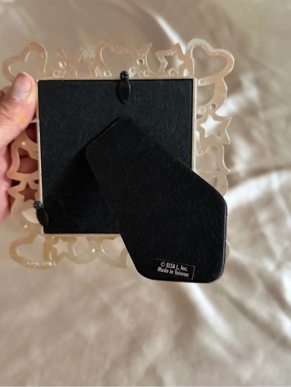 Vintage ELSA L Inc. Pewter Photo Frame Hearts Stars Moons